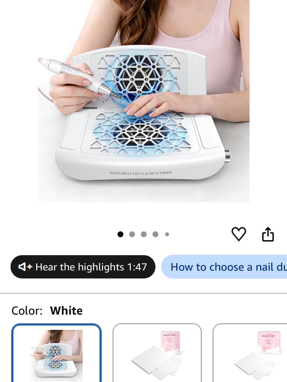 White Nail Dust Collector by